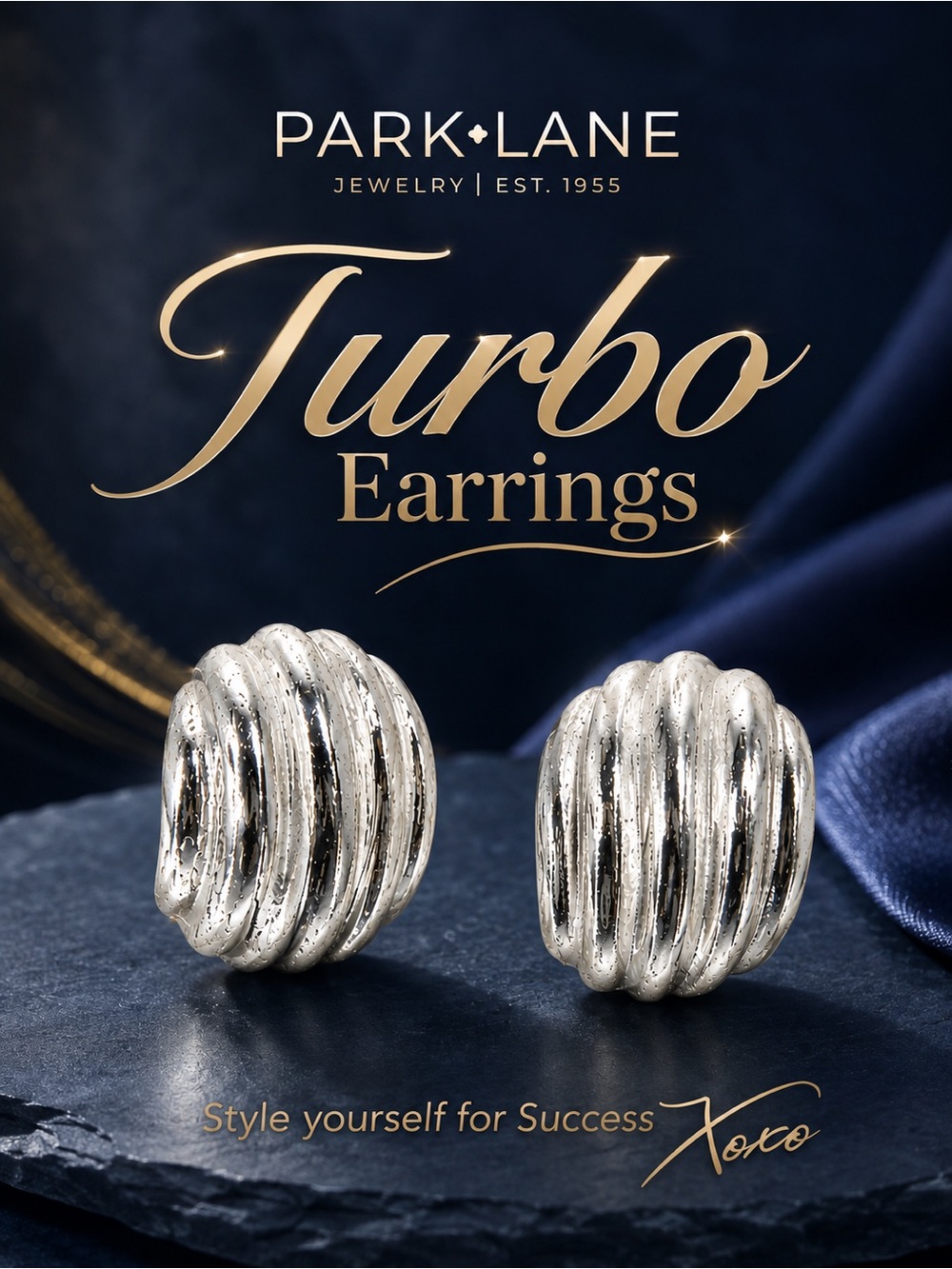 Park Lane Women’s Turbo Silver Ribbed Casual Fancy Statement Earrings NWT